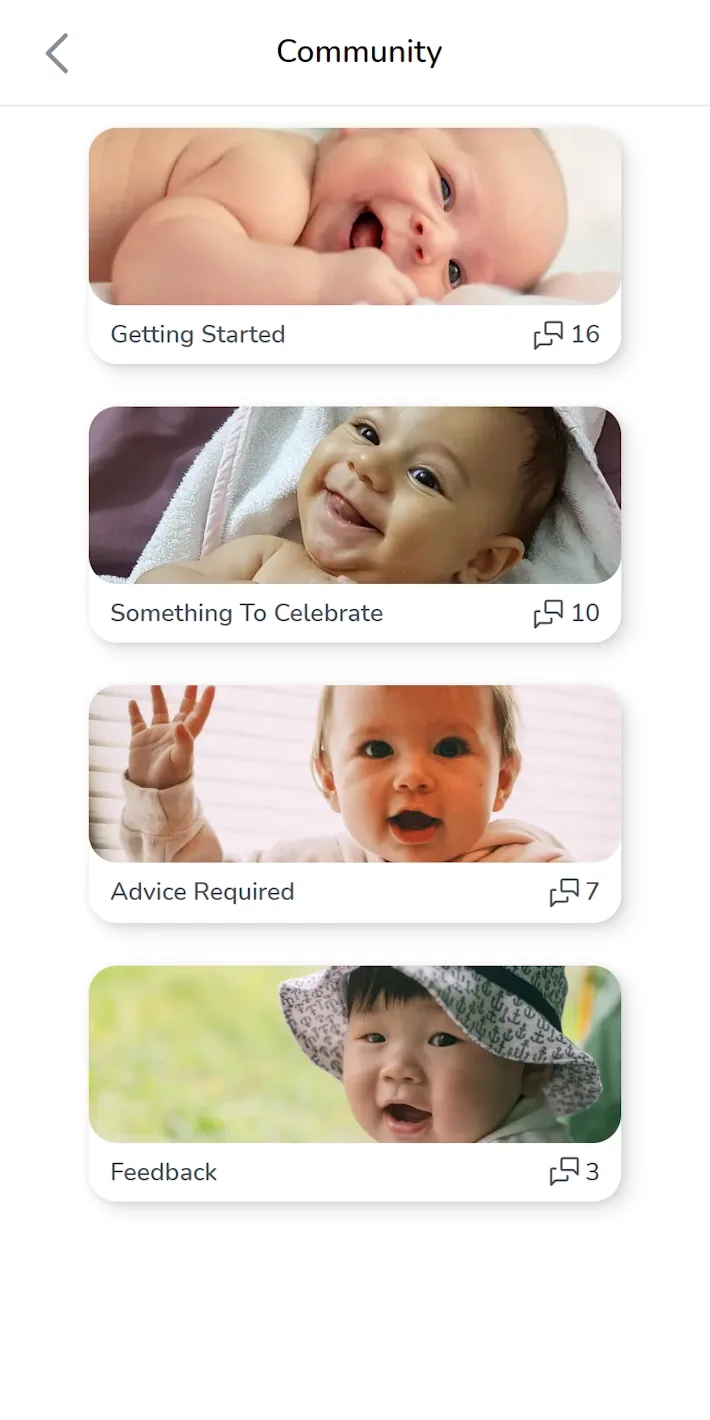 ec babies app community screen