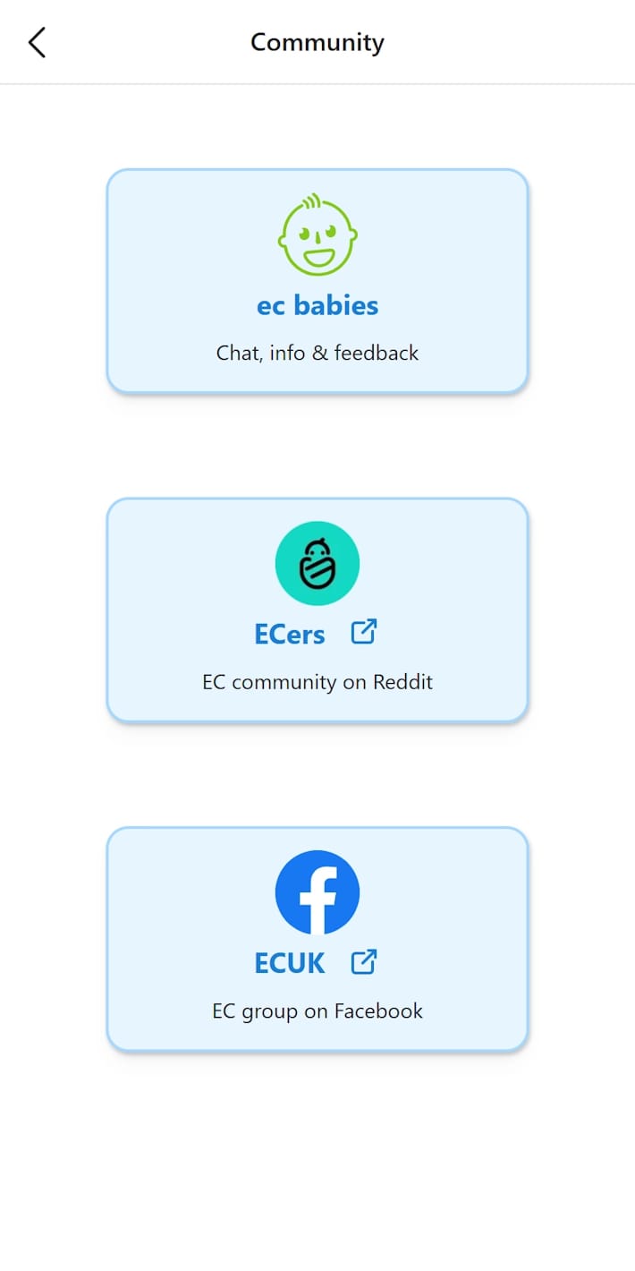 ec babies app community screen