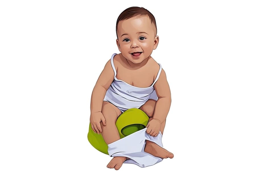 A young baby using the potty